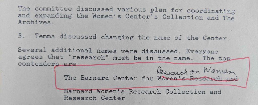 BCRW meeting minutes 1987